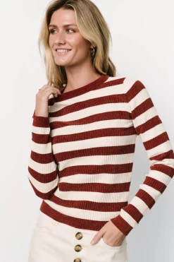 Baltic Born Milwaukee Striped Sweater | Burgundy + Ivory