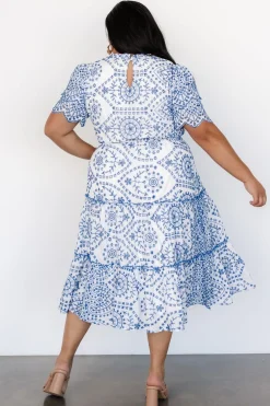 Baltic Born Mirabel Eyelet Midi Dress | White + Blue