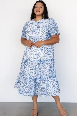 Baltic Born Mirabel Eyelet Midi Dress | White + Blue