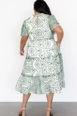 Baltic Born Mirabel Eyelet Midi Dress | White + Green
