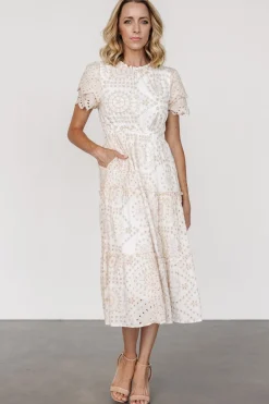 Baltic Born Mirabel Eyelet Midi Dress | White + Natural