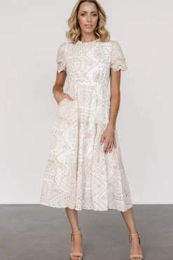 Baltic Born Mirabel Eyelet Midi Dress | White + Natural