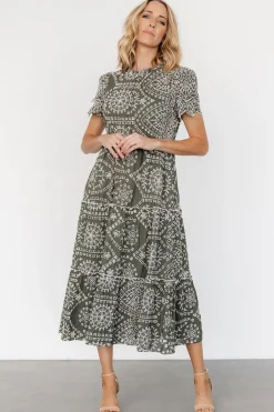 Baltic Born Mirabel Eyelet Midi Dress | Olive + White