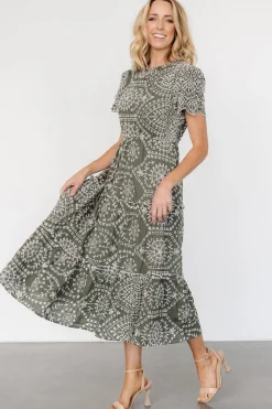 Baltic Born Mirabel Eyelet Midi Dress | Olive + White
