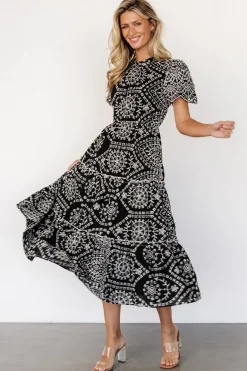 Baltic Born Mirabel Eyelet Midi Dress | Black + White