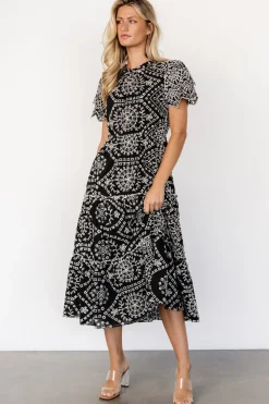 Baltic Born Mirabel Eyelet Midi Dress | Black + White