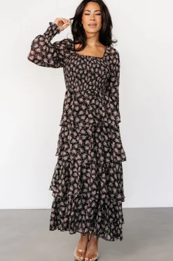 Baltic Born Miranda Tiered Maxi Dress | Black Floral