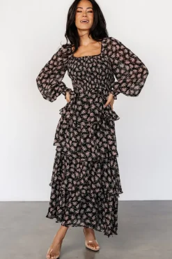 Baltic Born Miranda Tiered Maxi Dress | Black Floral