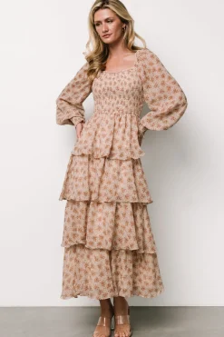 Baltic Born Miranda Tiered Maxi Dress | Taupe Floral