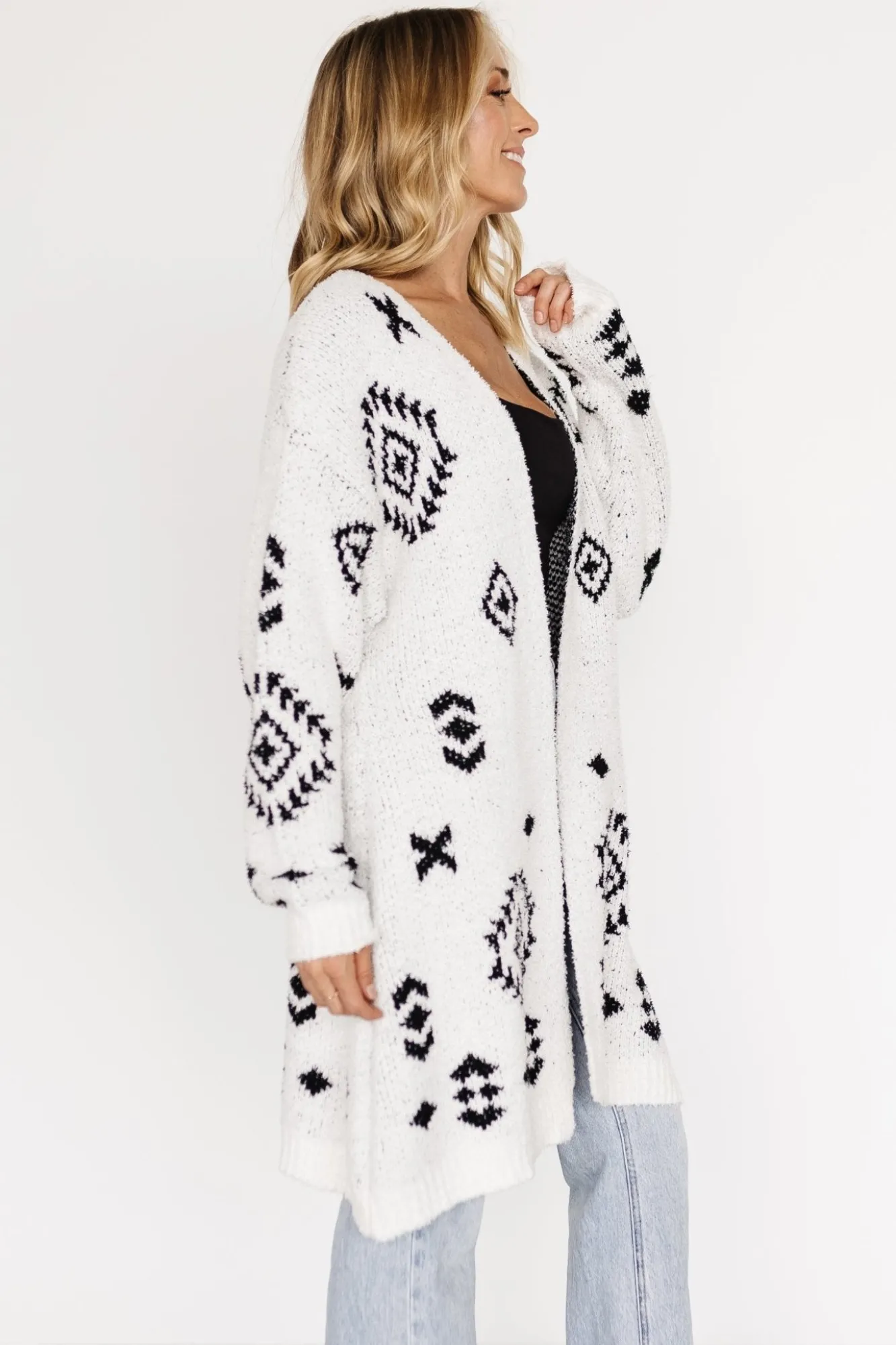 Baltic Born Missoula Oversized Cardigan | Off White + Black