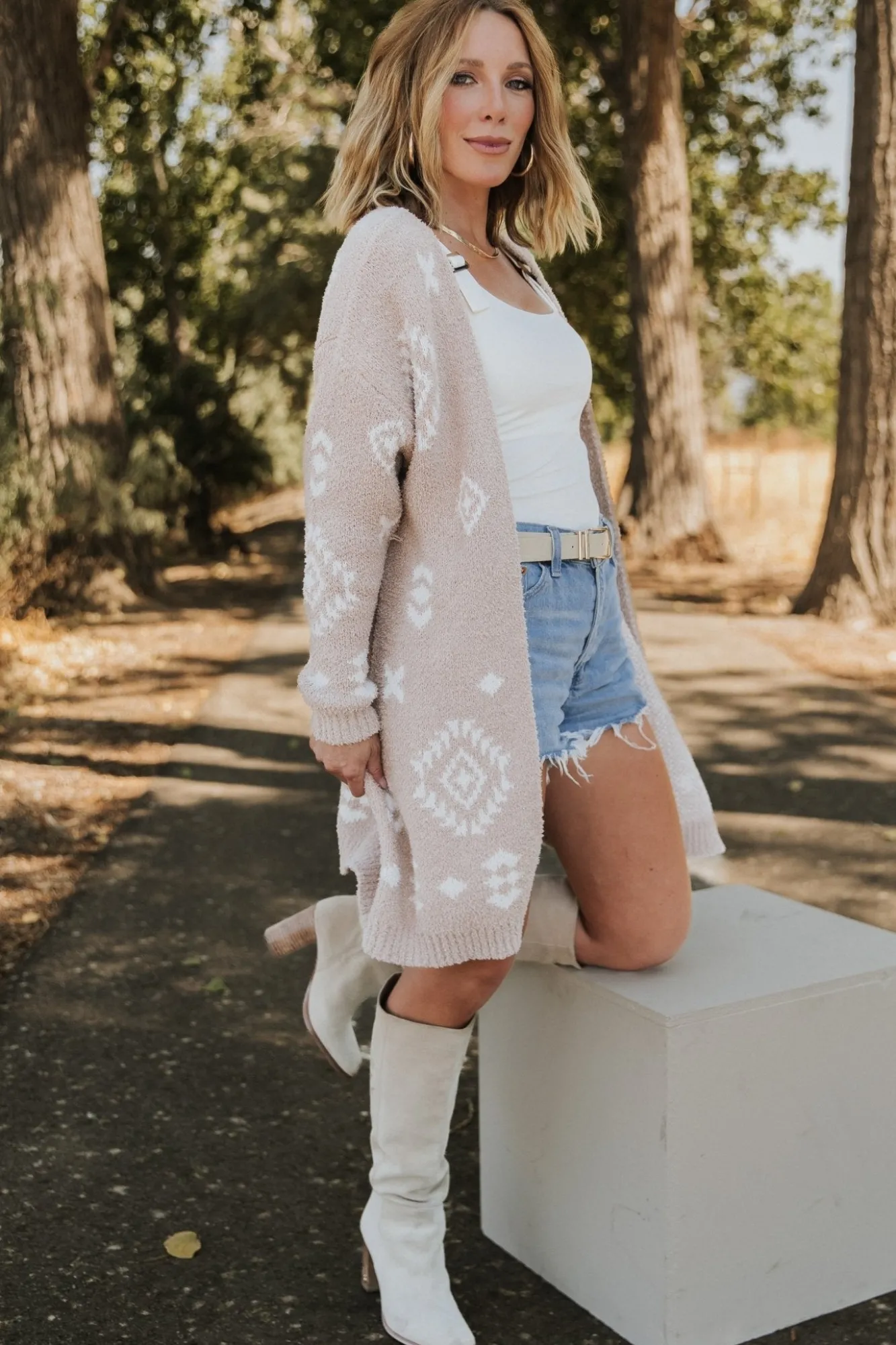 Baltic Born Missoula Oversized Cardigan | Sand + Off White