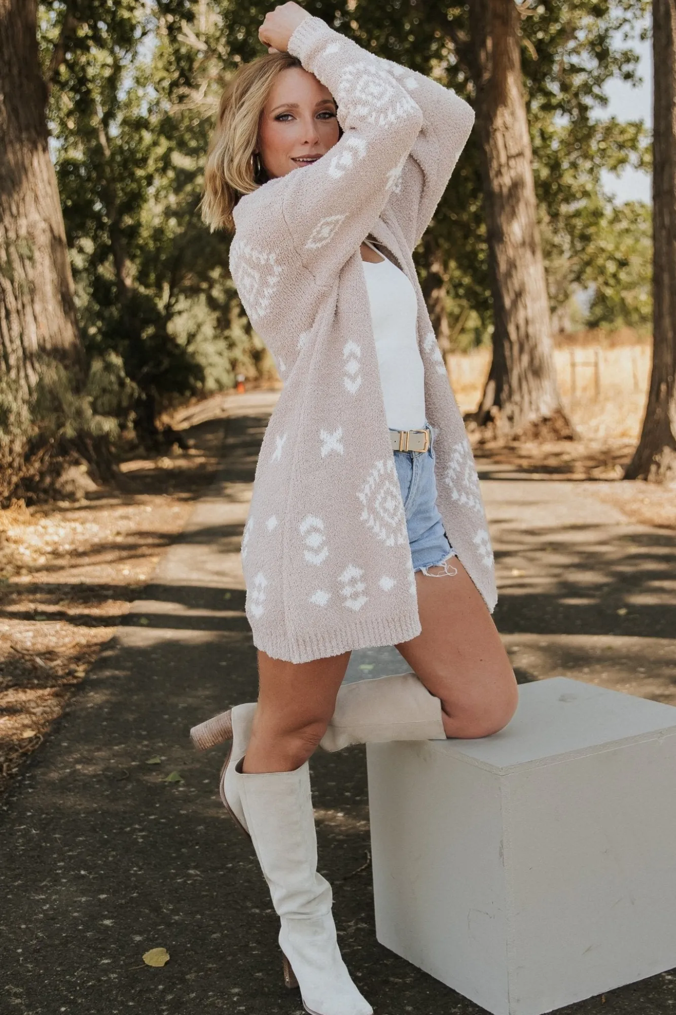 Baltic Born Missoula Oversized Cardigan | Sand + Off White