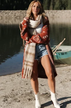 Baltic Born Missoula Oversized Cardigan | Rust + Beige