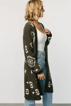 Baltic Born Missoula Oversized Cardigan | Olive + Off White