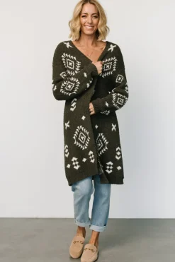 Baltic Born Missoula Oversized Cardigan | Olive + Off White