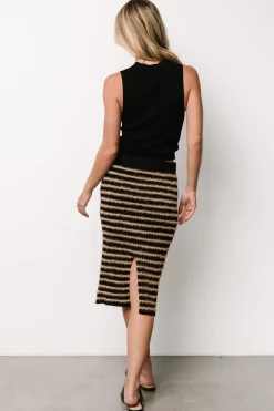 Baltic Born Mitzi Knit Midi Skirt | Black + Camel