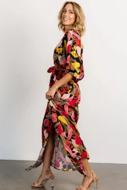 Baltic Born Moira Kimono Maxi Dress | Navy Multi Print