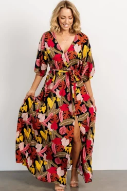 Baltic Born Moira Kimono Maxi Dress | Navy Multi Print
