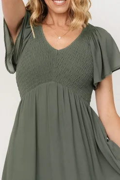 Baltic Born Monica Smocked Dress | Dark Sage
