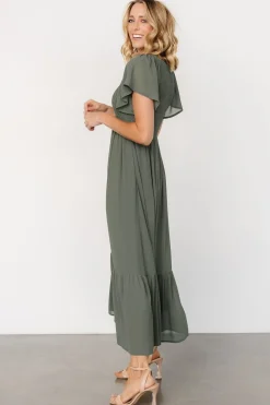 Baltic Born Monica Smocked Dress | Dark Sage