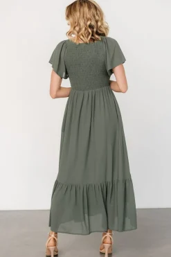 Baltic Born Monica Smocked Dress | Dark Sage