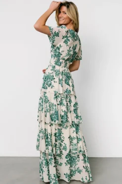 Baltic Born Montaigne Ruffle Maxi Dress | Ivory + Green Floral