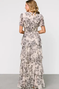 Baltic Born Montaigne Ruffle Maxi Dress | Beige + Slate Floral