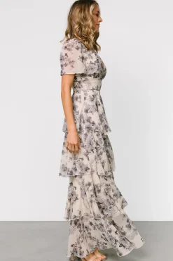Baltic Born Montaigne Ruffle Maxi Dress | Beige + Slate Floral