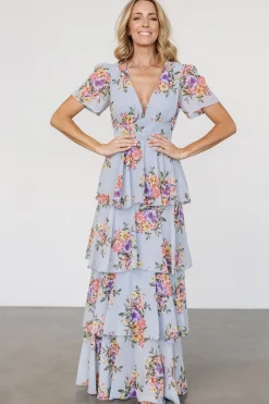 Baltic Born Montaigne Ruffle Maxi Dress | Light Blue Floral