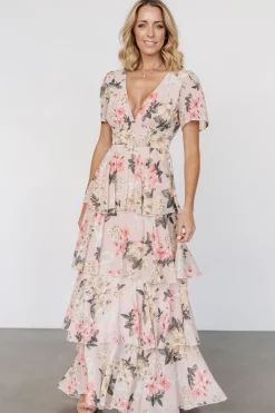 Baltic Born Montaigne Ruffle Maxi Dress | Pale Blush Floral