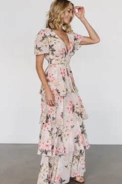Baltic Born Montaigne Ruffle Maxi Dress | Pale Blush Floral