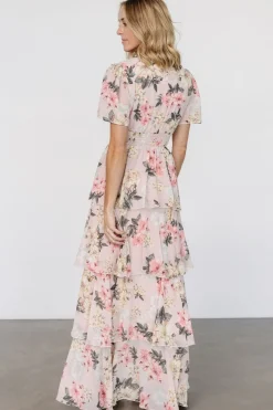 Baltic Born Montaigne Ruffle Maxi Dress | Pale Blush Floral