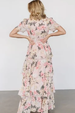 Baltic Born Montaigne Ruffle Maxi Dress | Pale Blush Floral