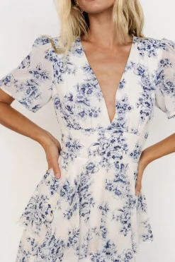 Baltic Born Montaigne Ruffle Maxi Dress | Off White + Blue