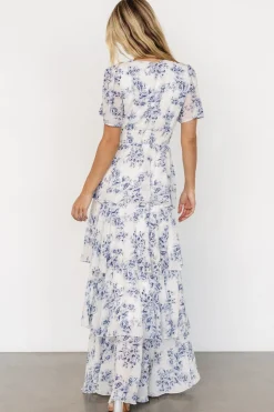 Baltic Born Montaigne Ruffle Maxi Dress | Off White + Blue