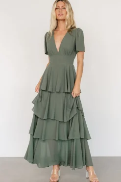 Baltic Born Montaigne Ruffle Maxi Dress | Dark Sage