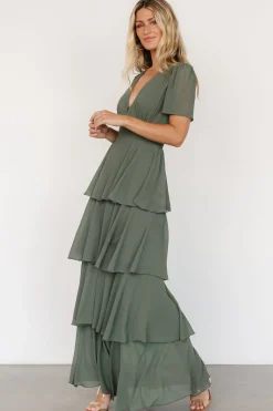 Baltic Born Montaigne Ruffle Maxi Dress | Dark Sage