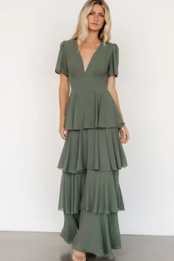 Baltic Born Montaigne Ruffle Maxi Dress | Dark Sage