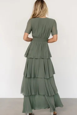Baltic Born Montaigne Ruffle Maxi Dress | Dark Sage