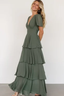 Baltic Born Montaigne Ruffle Maxi Dress | Dark Sage