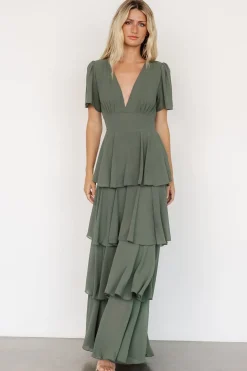 Baltic Born Montaigne Ruffle Maxi Dress | Dark Sage