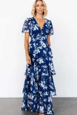 Baltic Born Montaigne Ruffle Maxi Dress | Navy + Blue Floral