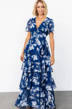 Baltic Born Montaigne Ruffle Maxi Dress | Navy + Blue Floral