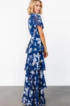 Baltic Born Montaigne Ruffle Maxi Dress | Navy + Blue Floral