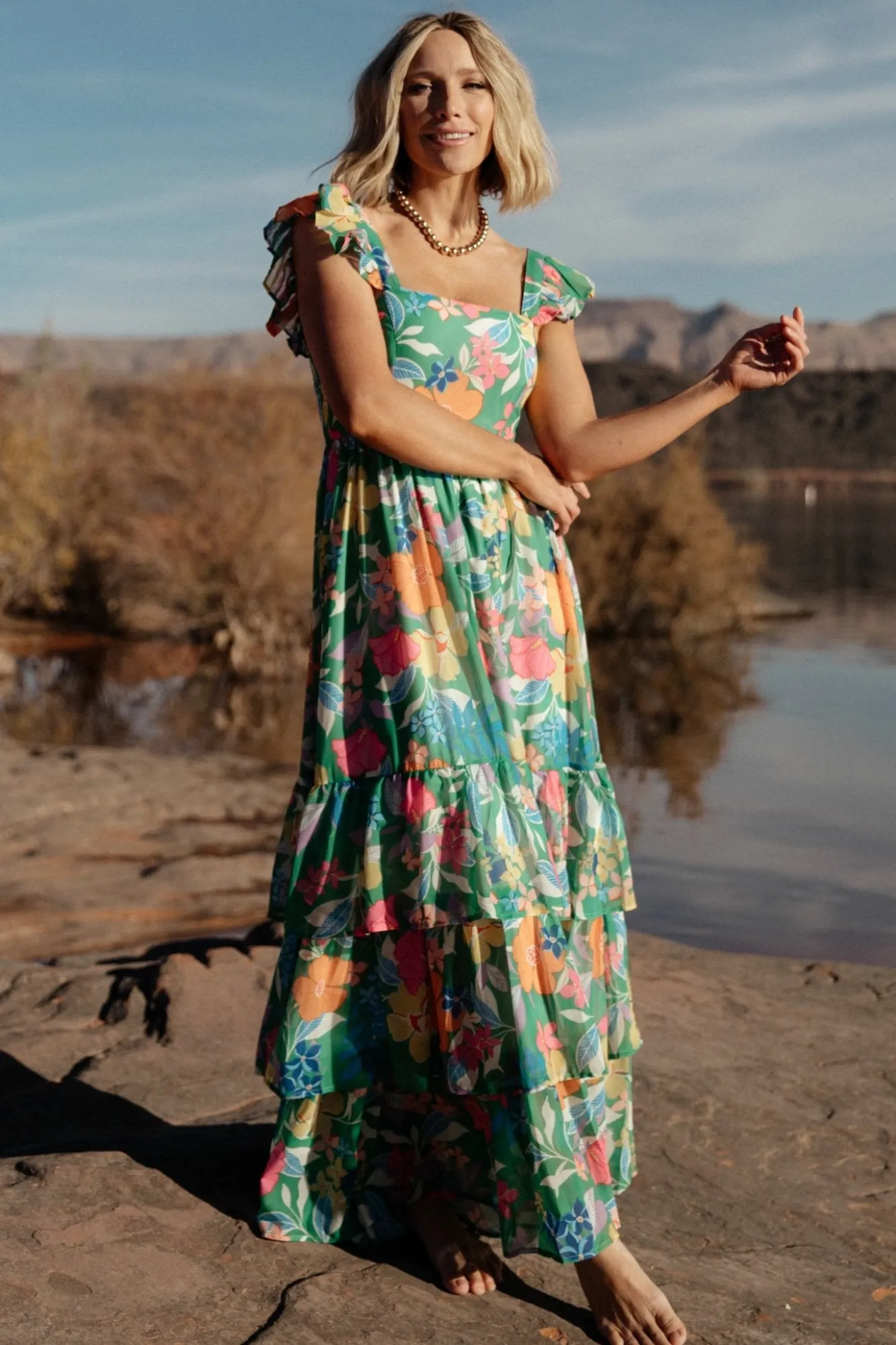 Baltic Born Monte Tiered Maxi Dress | Green Multi