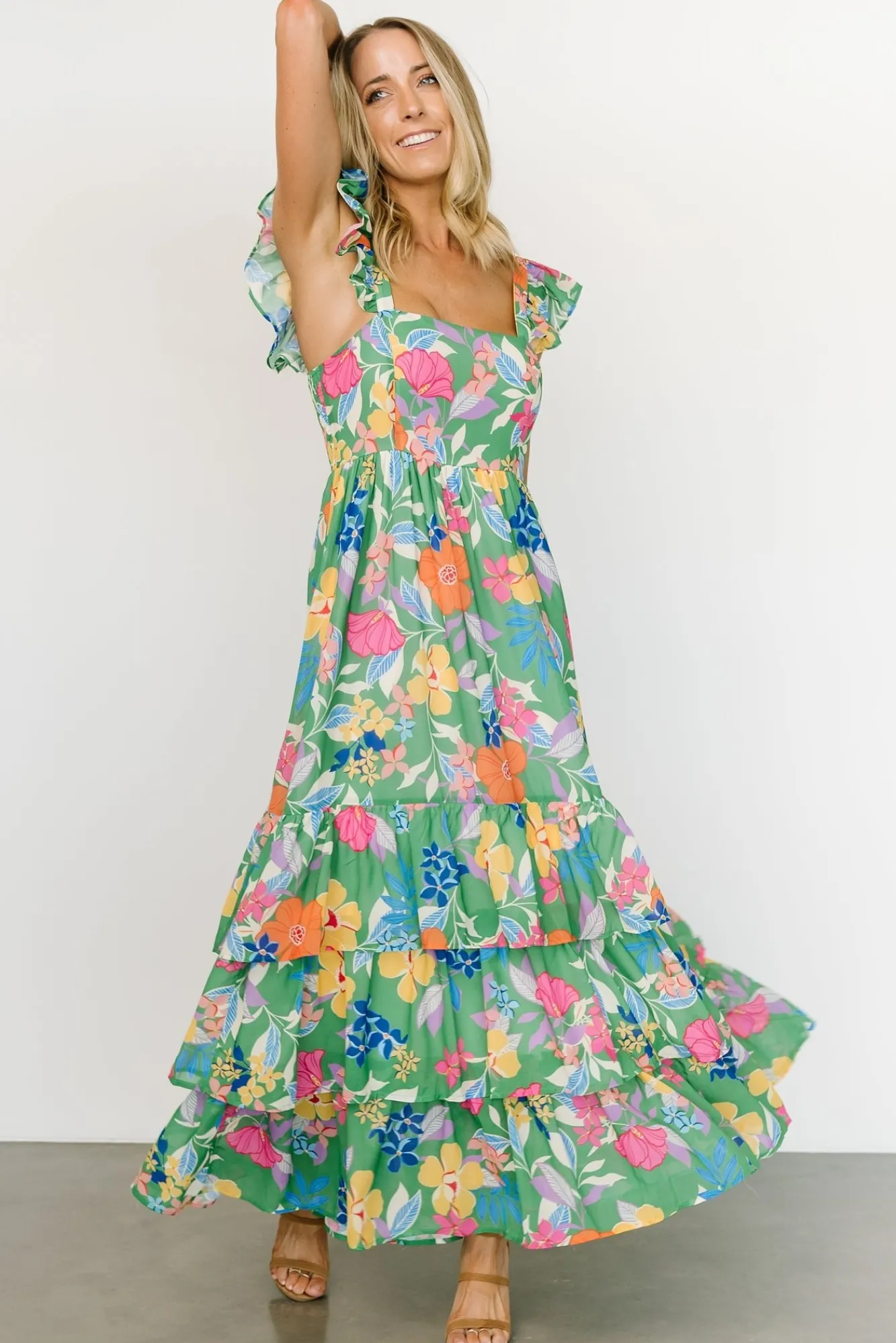 Baltic Born Monte Tiered Maxi Dress | Green Multi