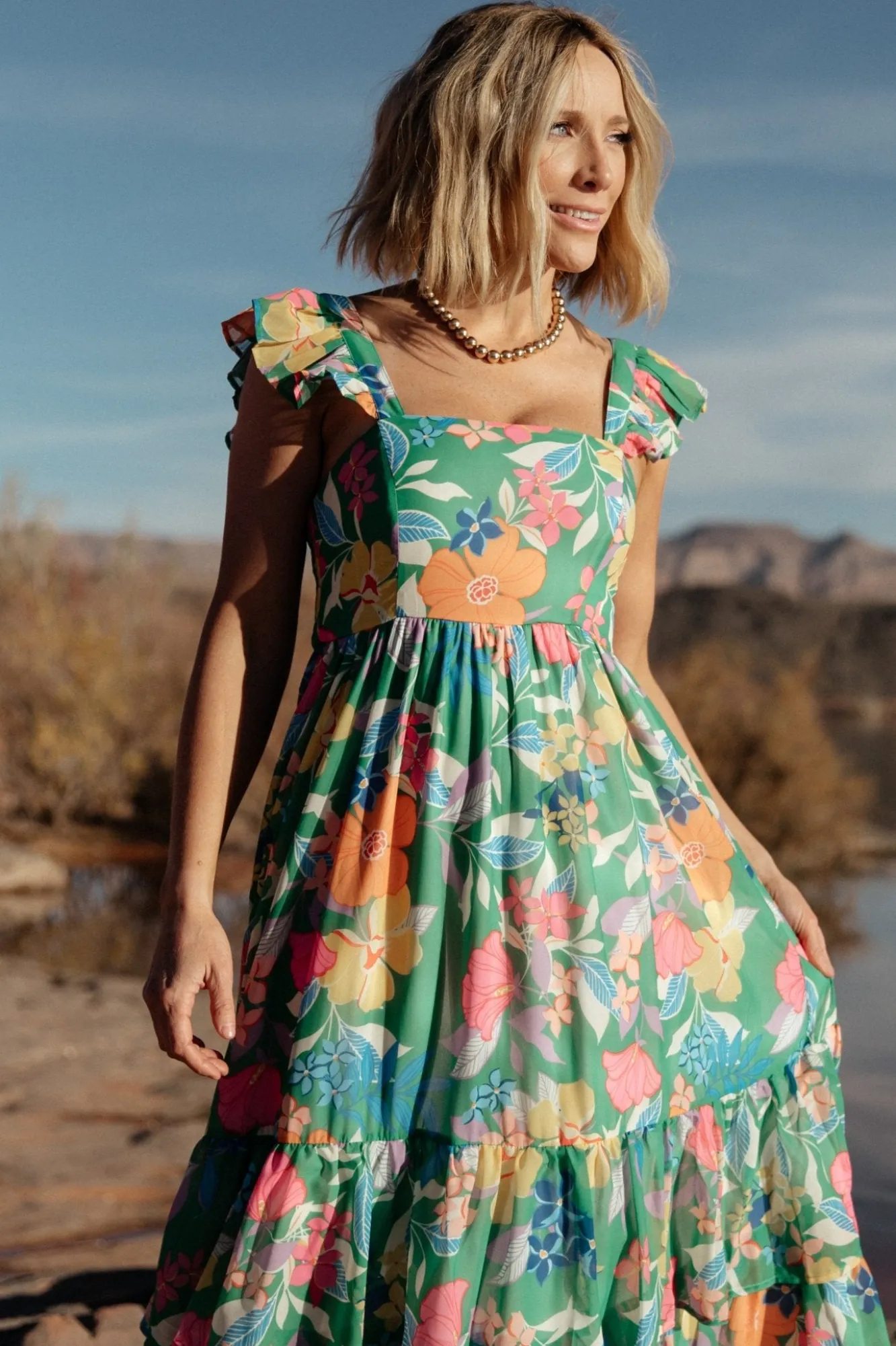 Baltic Born Monte Tiered Maxi Dress | Green Multi