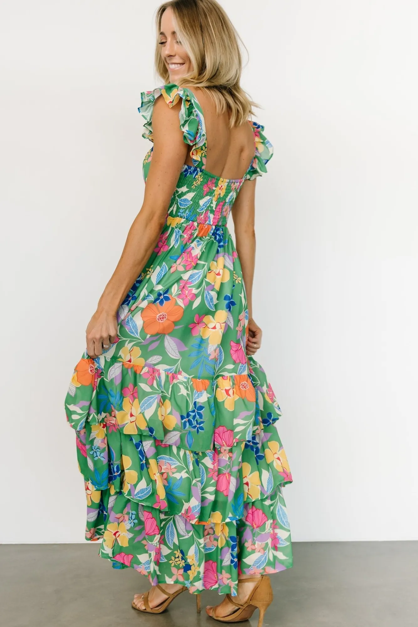 Baltic Born Monte Tiered Maxi Dress | Green Multi