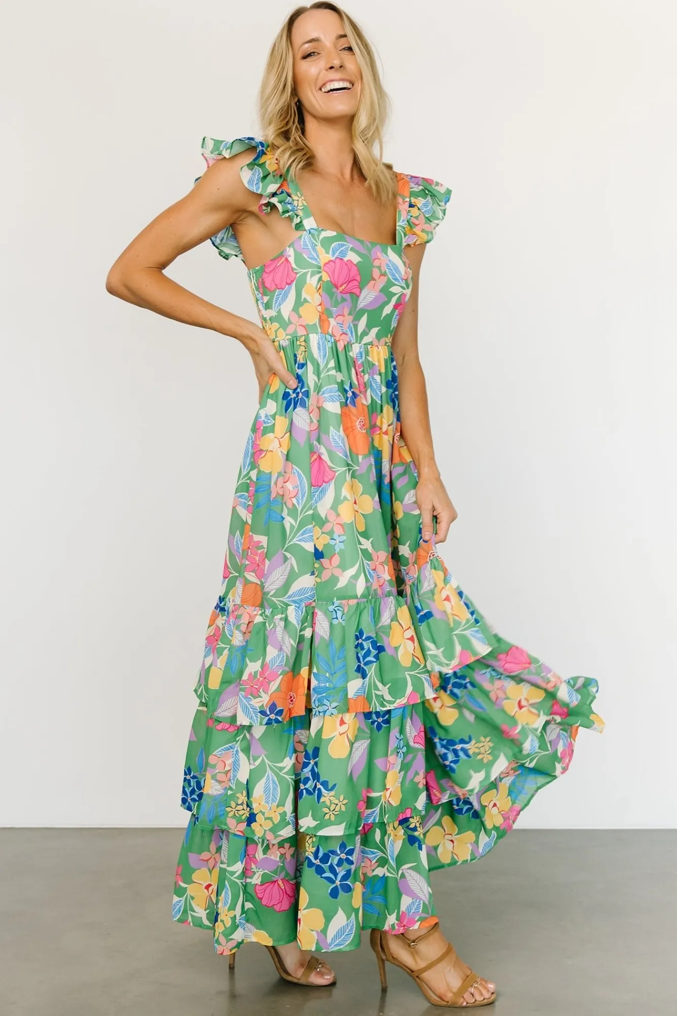Baltic Born Monte Tiered Maxi Dress | Green Multi