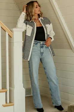 Baltic Born Montreal Houndstooth Shacket | Ivory + Black